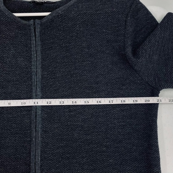 DKNY 100% Merino Wool Herringbone Long Sleeve Zip Up Mid Weight Jacket Office - Picture 6 of 8